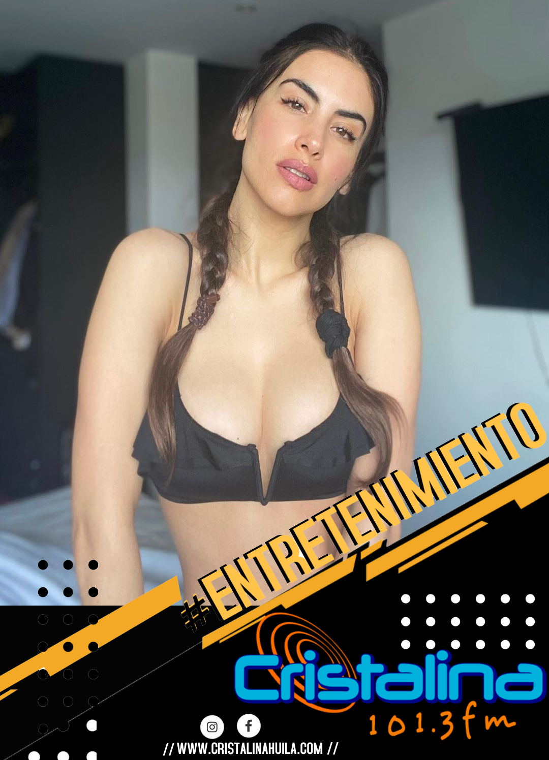 JESSICA CEDIEL LUCIÓ SUS ATRIBUTOS VISTIENDO SOLO UN ESCOTADO TOP NEGRO