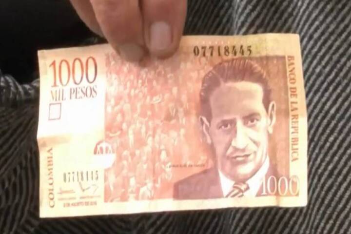 Valor histórico, del viejo billete de mil pesos colombianos.
