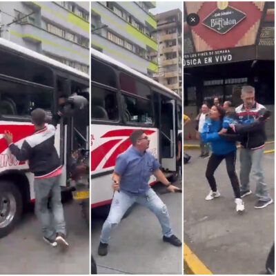 Intolerancia en vía de Medellín, entre conductor de buseta y motociclista.