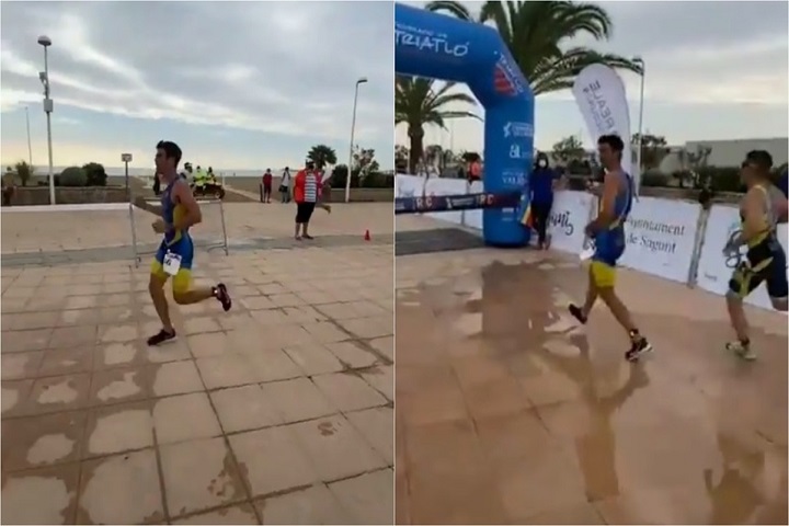 Video: Atleta cantó victoria antes de cruzar la meta y perdió triatlón en España