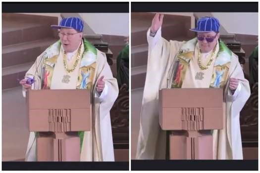 El Sacerdote que rapea durante la misa.