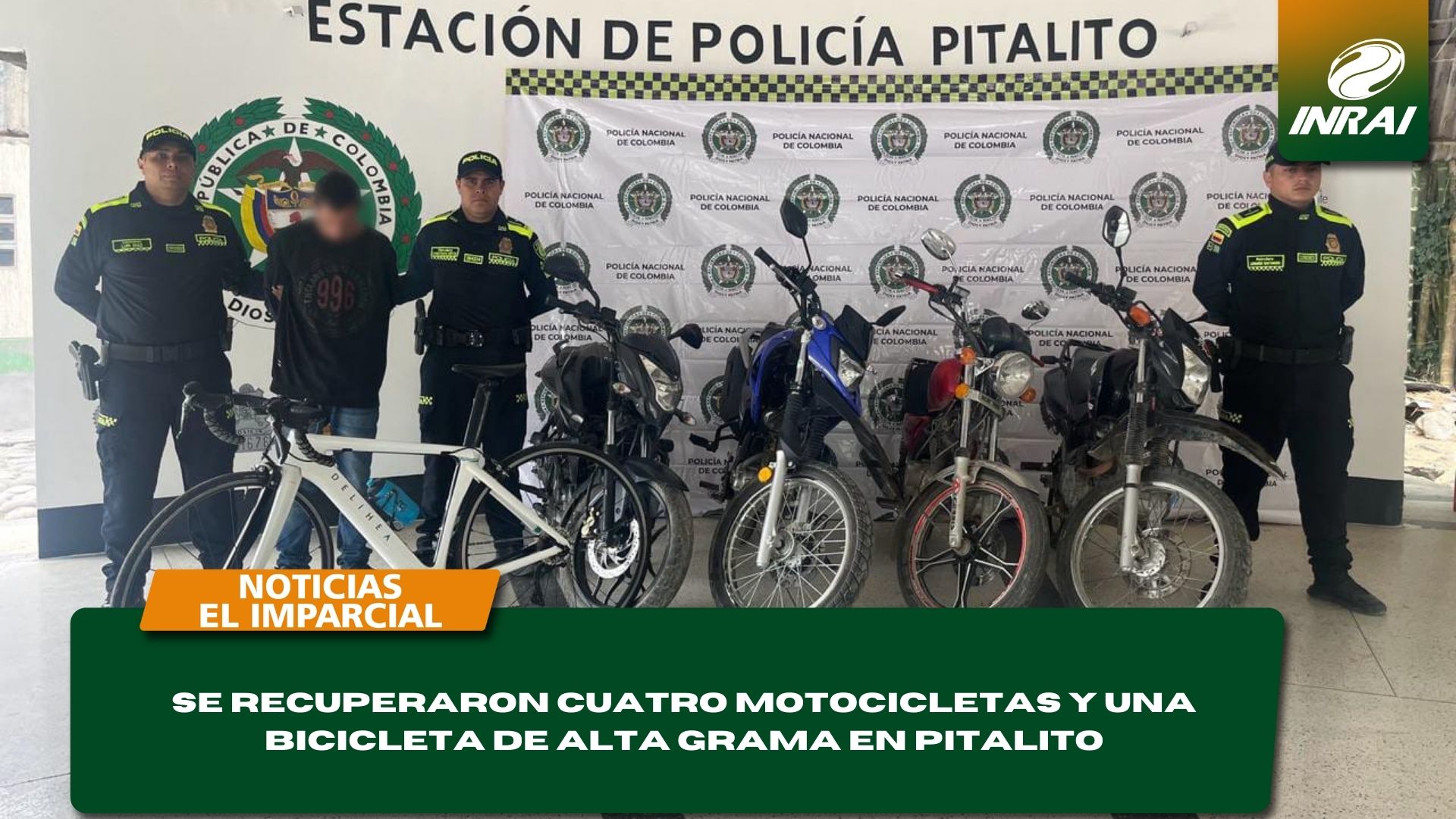 Se recuperaron cuatro motocicletas y una bicicleta de alta grama en Pitalito