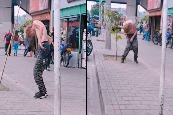 Un hombre caminando como zombi causa temor