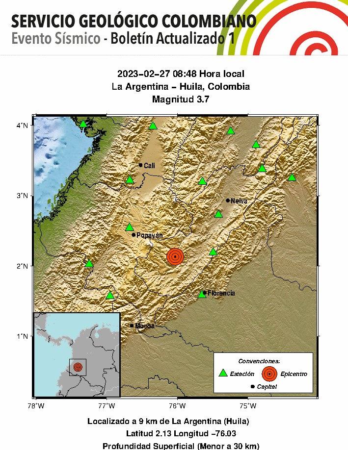 Temblor en el Huila sacude a varios municipios