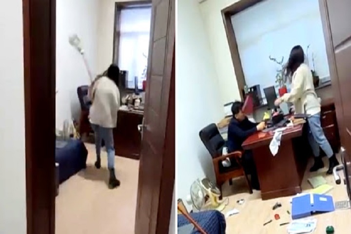 Empleada golpeó a su jefe con un trapero en plena oficina porque la acosaba