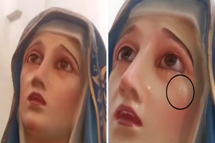 Una estatua de la Virgen María comenzó a “llorar”